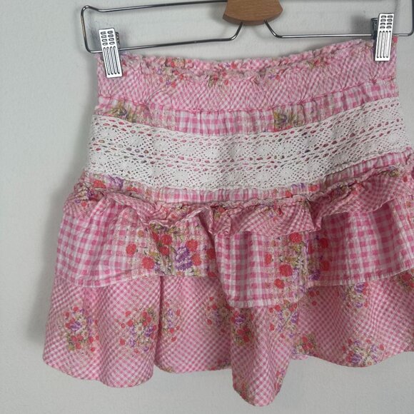 LoveShackFancy Pink Ruffled Mini Skirt - Picture 4 of 9